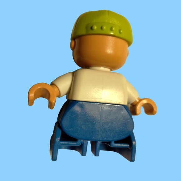 Lego Duplo Blue Boy Bib Green Baseball Cap Child Movable arms legs Hat toy - Picture 10 of 11